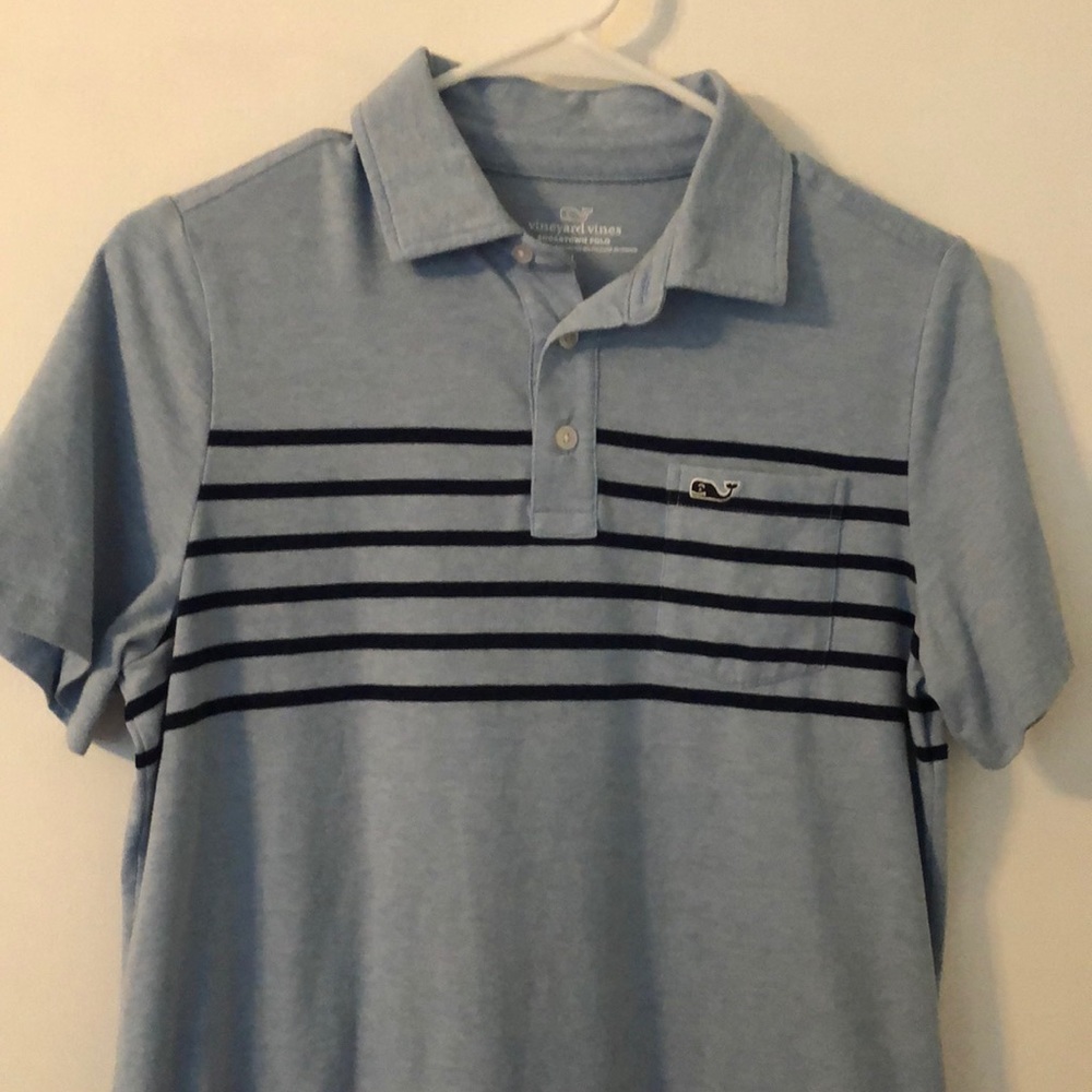Vineyard Vines Boys Large Blue with Stripes Polo